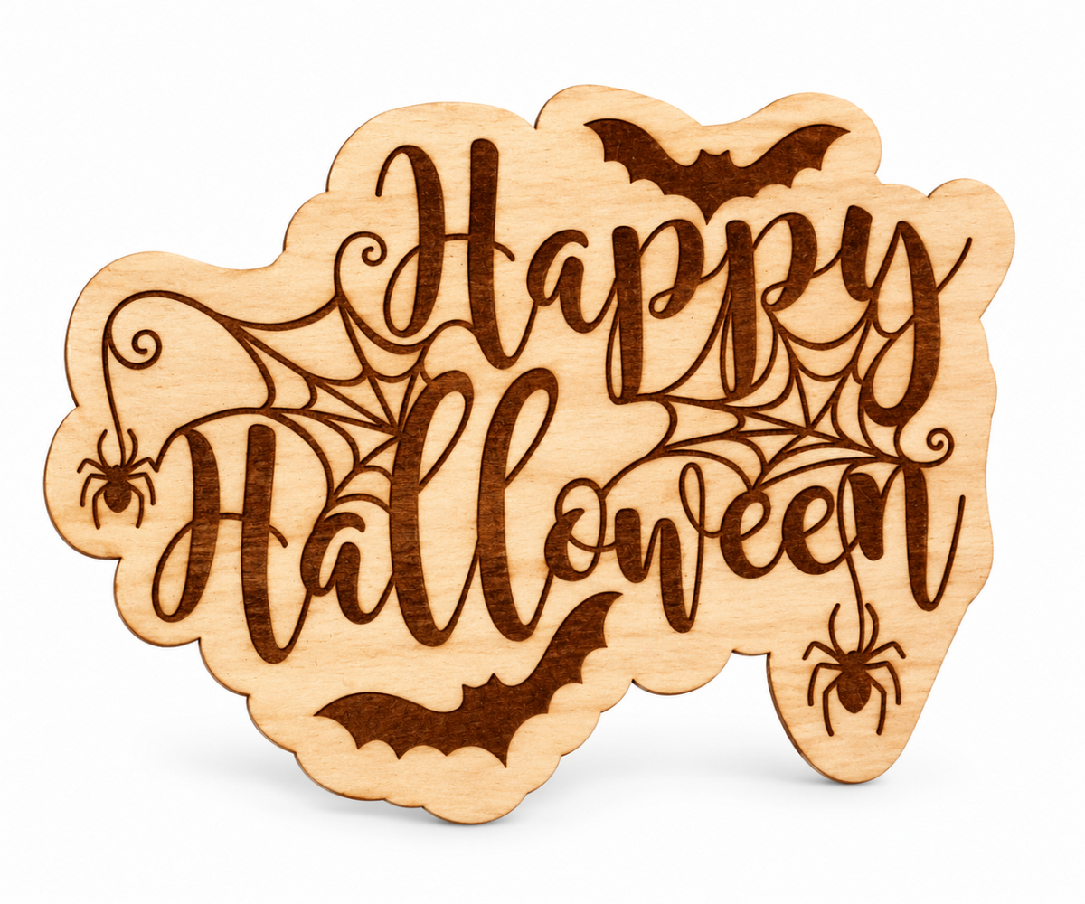 Dřevěná magnetka – Happy Halloween